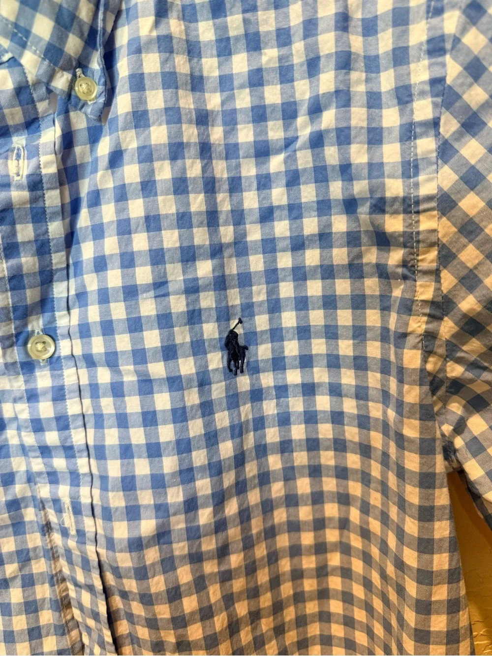 Ralph Lauren Blue & White Gingham Short-Sleeve Button-Down Shirt